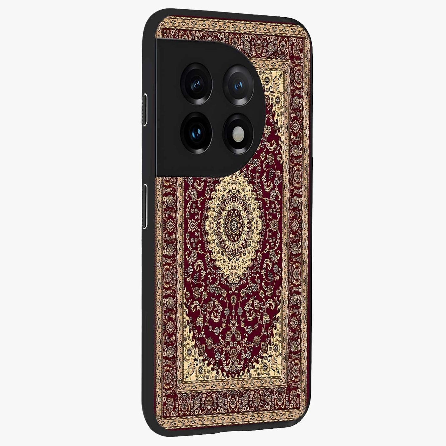 Royal Maroon Heritage Glass Case for 1+11 side perspective highlighting ornate textures and premium edges