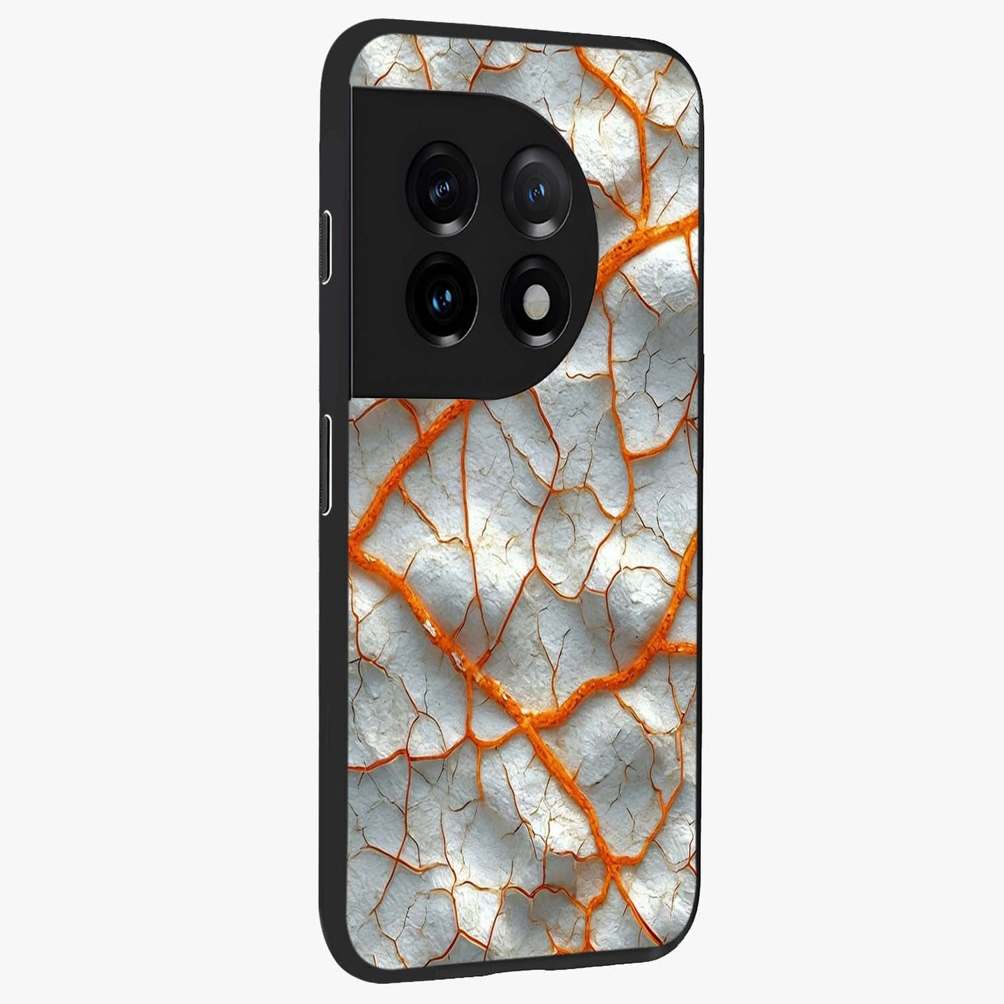 Snarl Zone Buzz Glass Case for 1+11 side perspective highlighting sharp textures and sleek premium build