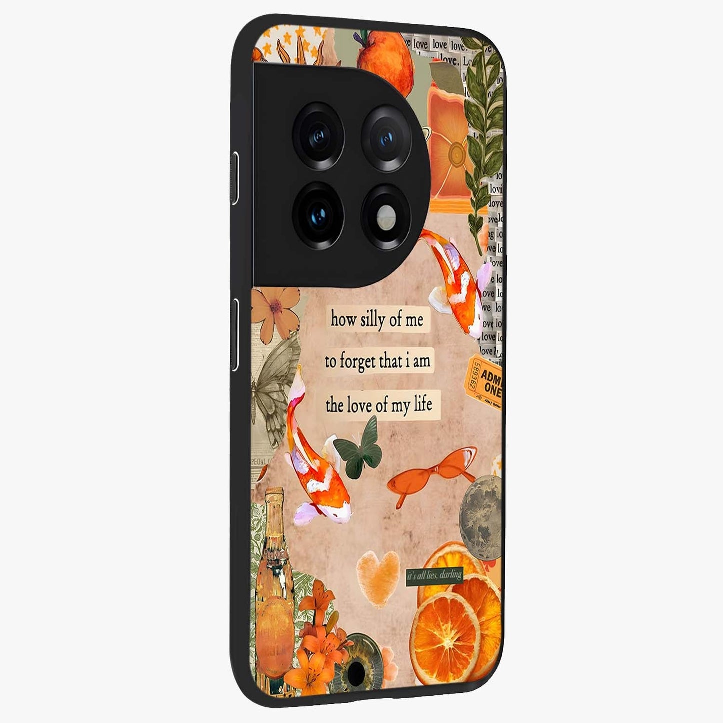 Soft Chaos Aesthetic Glass Case for 1+11 side perspective highlighting fluid textures and premium edges