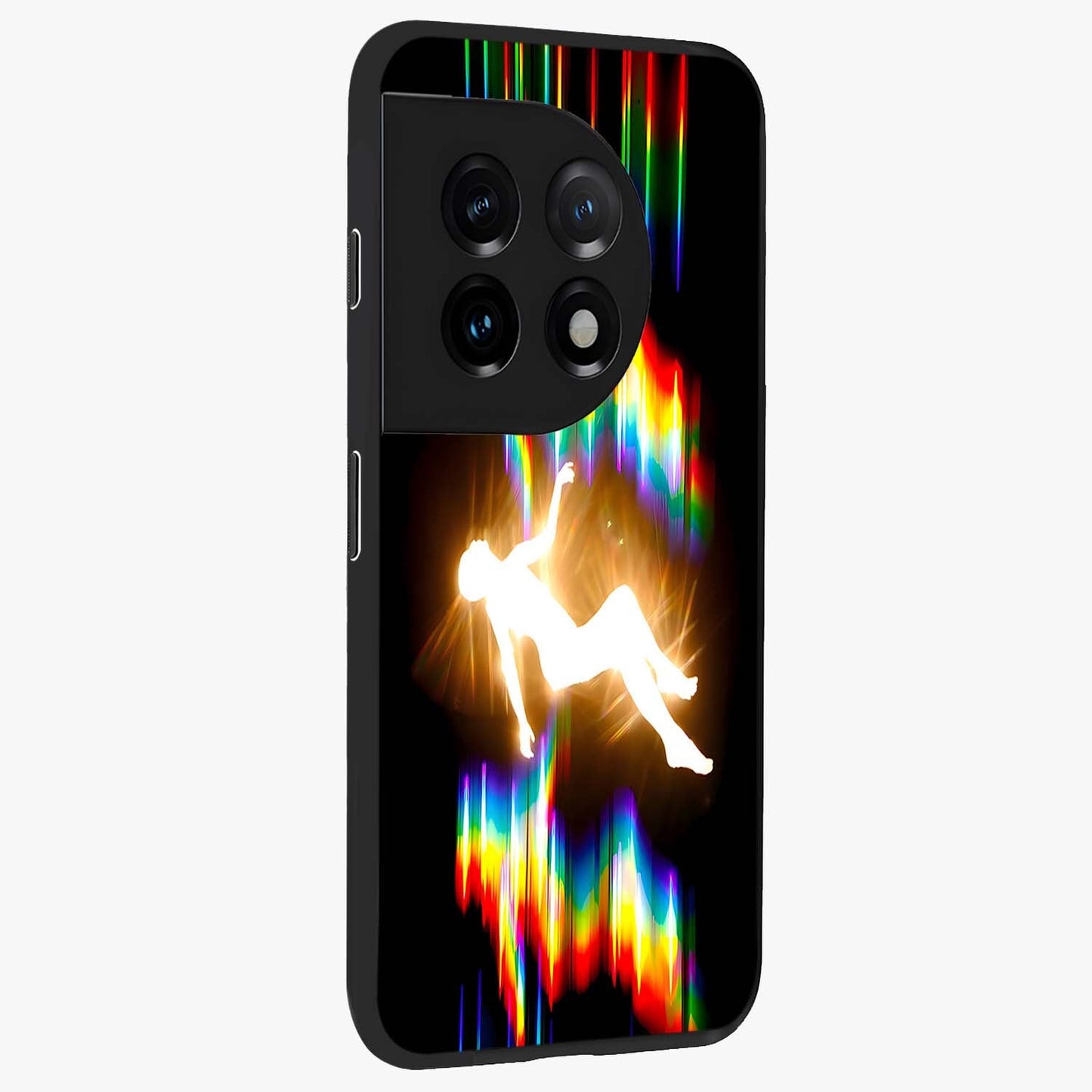 Soul in Spectrum Glass Case for 1+11 side perspective highlighting bold textures and smooth premium build