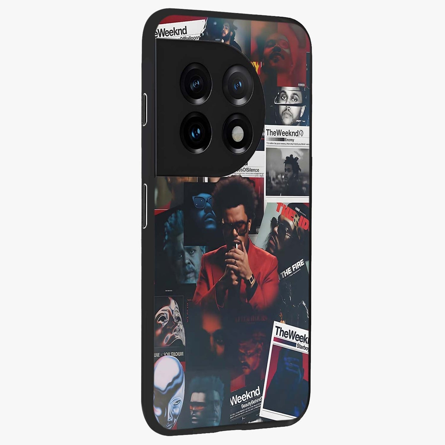 The Weeknd Glass Case for 1+11 side perspective highlighting sleek graphic textures and smooth build