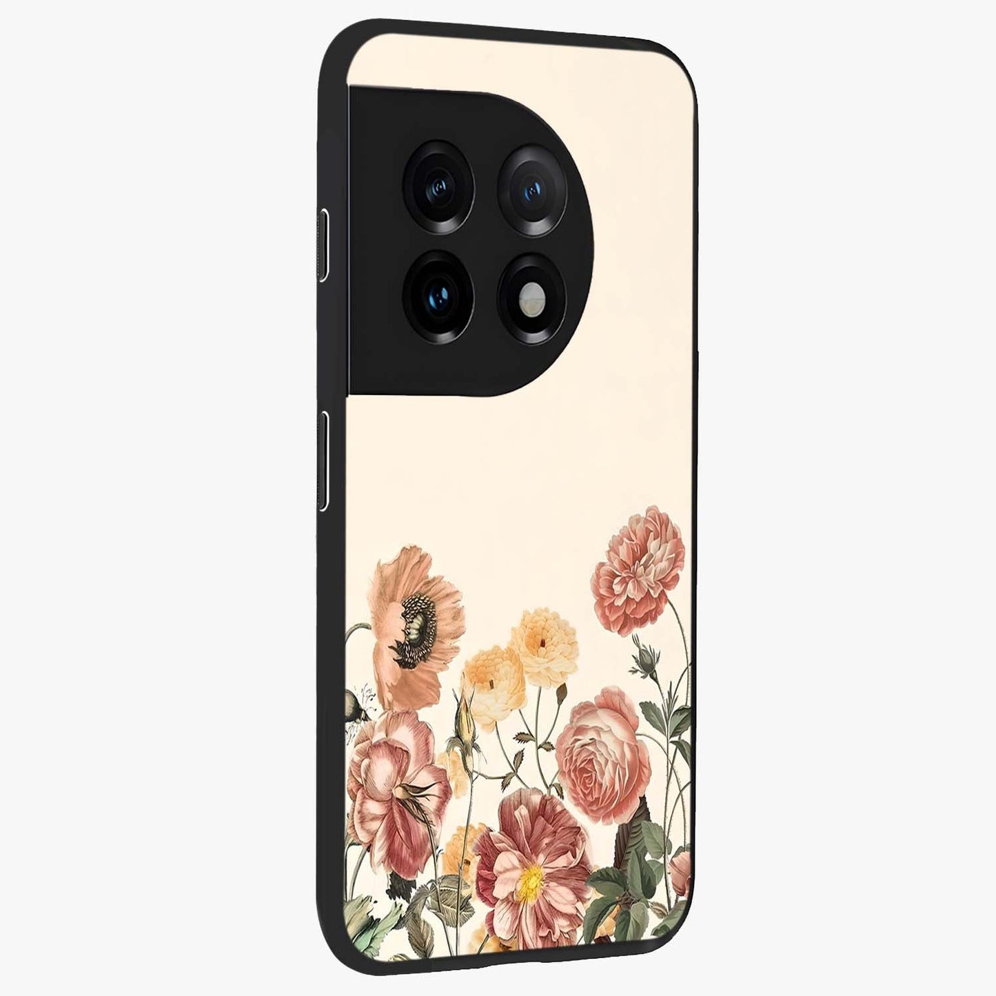 Timeless Garden Romance Glass Case for 1+11 side perspective highlighting delicate bloom textures and smooth build