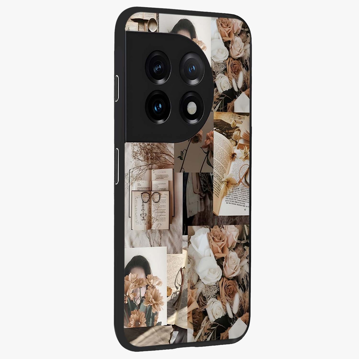 Vintage Bloom Story Glass Case for 1+11 side perspective highlighting delicate bloom textures and smooth build