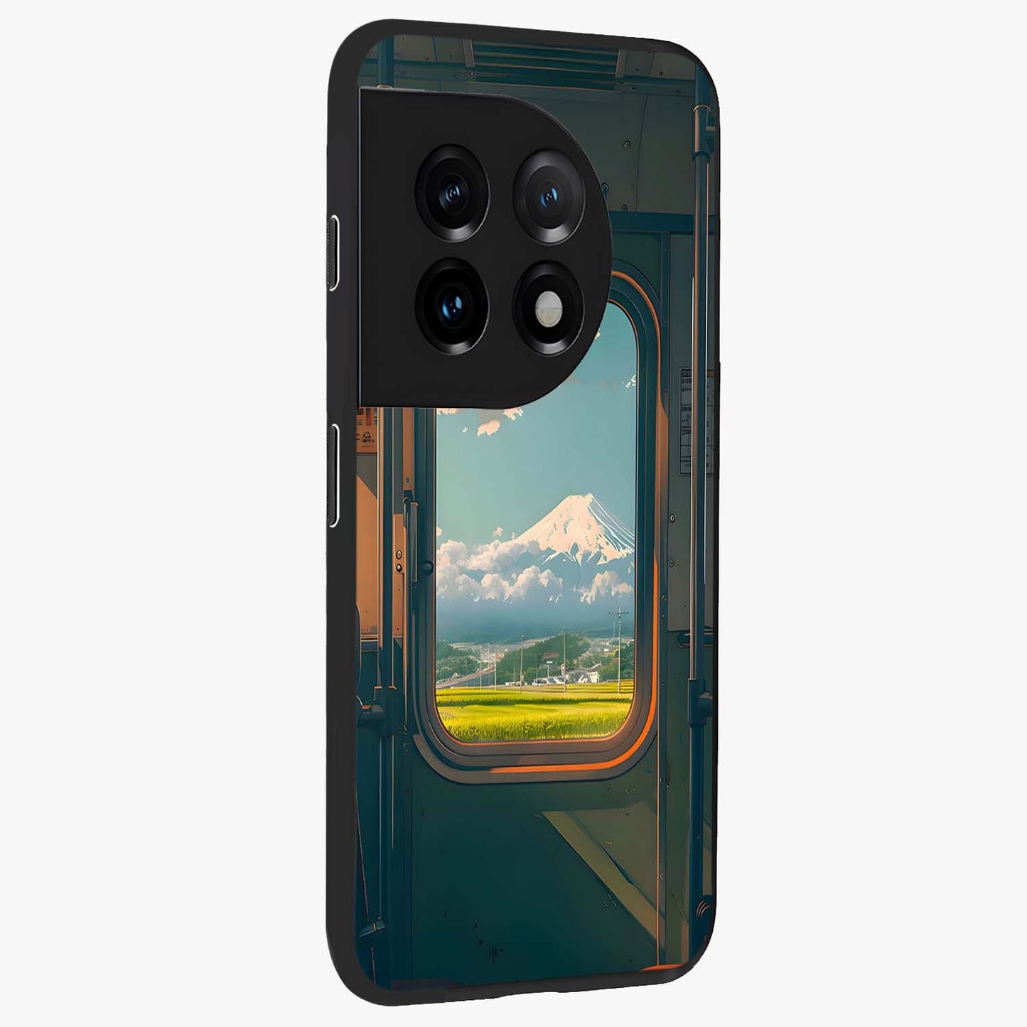 Window to Fuji Glass Case for 1+11 side perspective highlighting detailed horizon textures and smooth premium build
