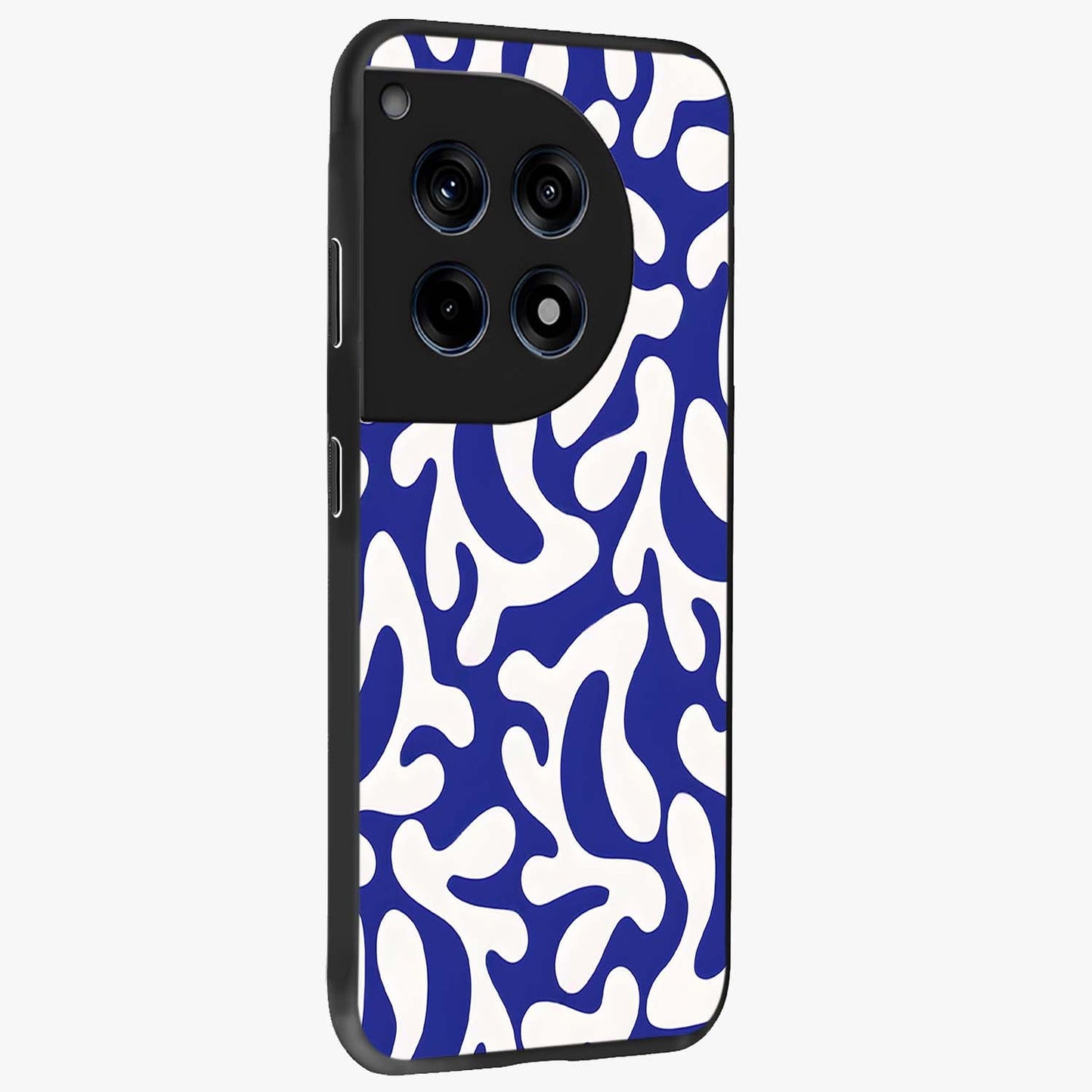 Abstract Coral Waves Glass Case for 1+12R side perspective highlighting dynamic wave patterns and premium build