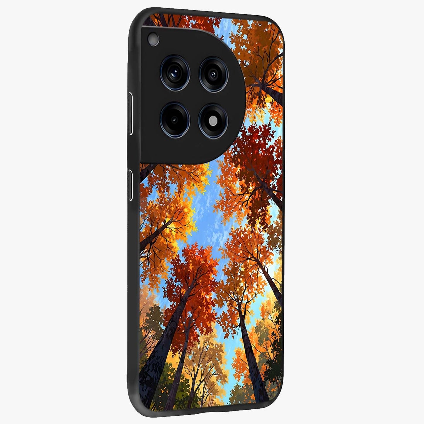 Amber Canopy Glow Glass Case for 1+12R side perspective highlighting rich nature inspired design details