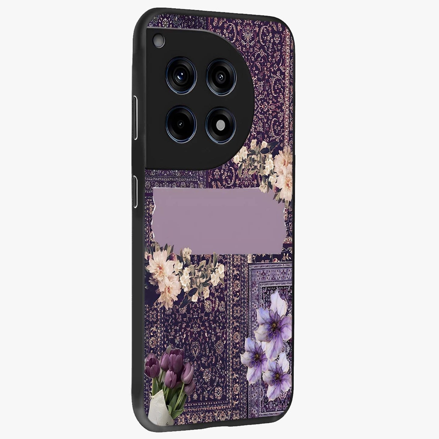 Antique Floral Whisper Glass Case for 1+12R side perspective highlighting detailed floral textures