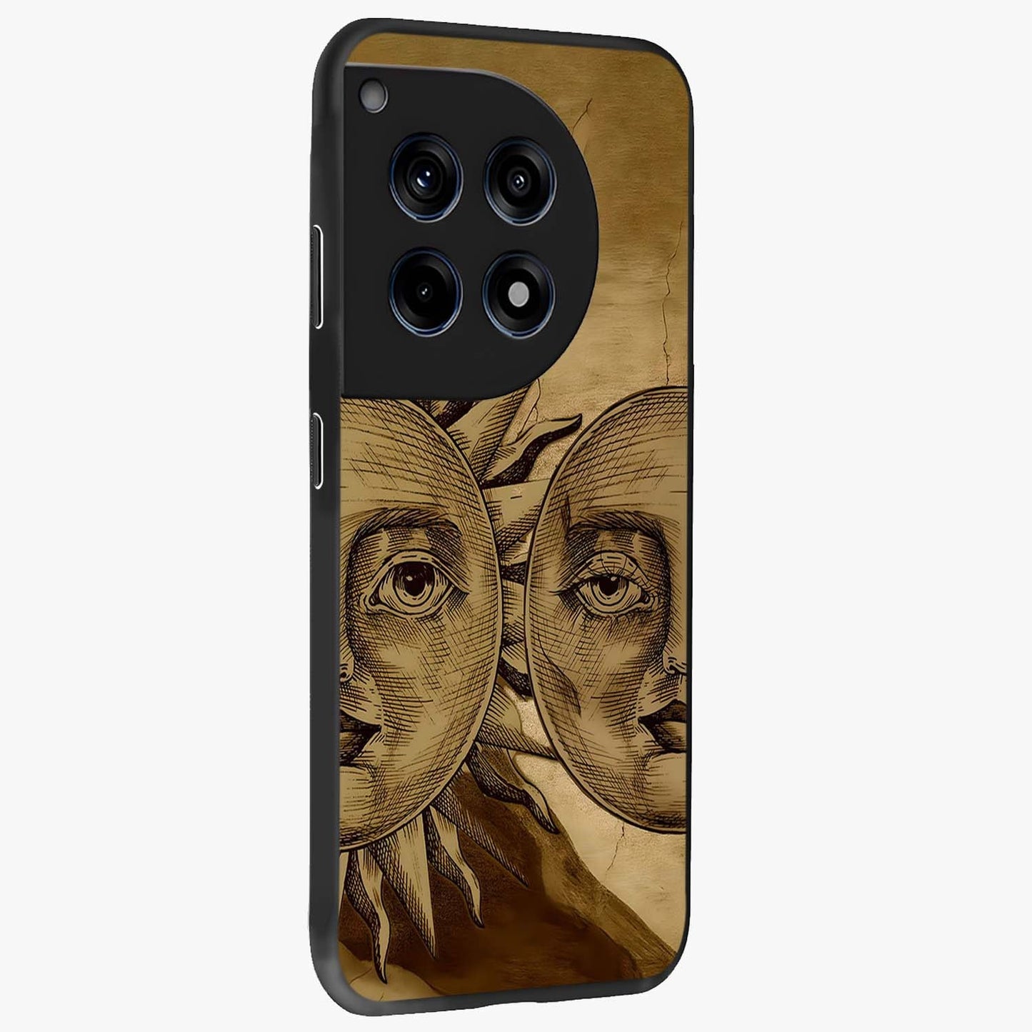 Celestial Relic Glow Glass Case for 1+12R side perspective highlighting intricate celestial textures and sleek build