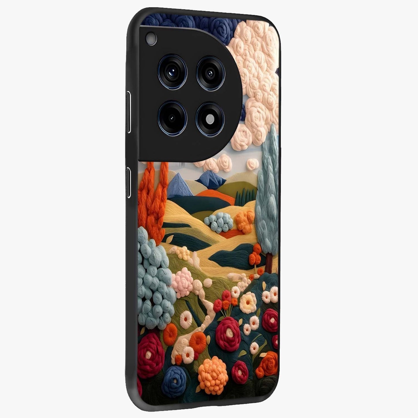 Cloud Cotton Meadows Printed Glass Case for 1+12R side perspective highlighting smooth edges and delicate meadow detailing