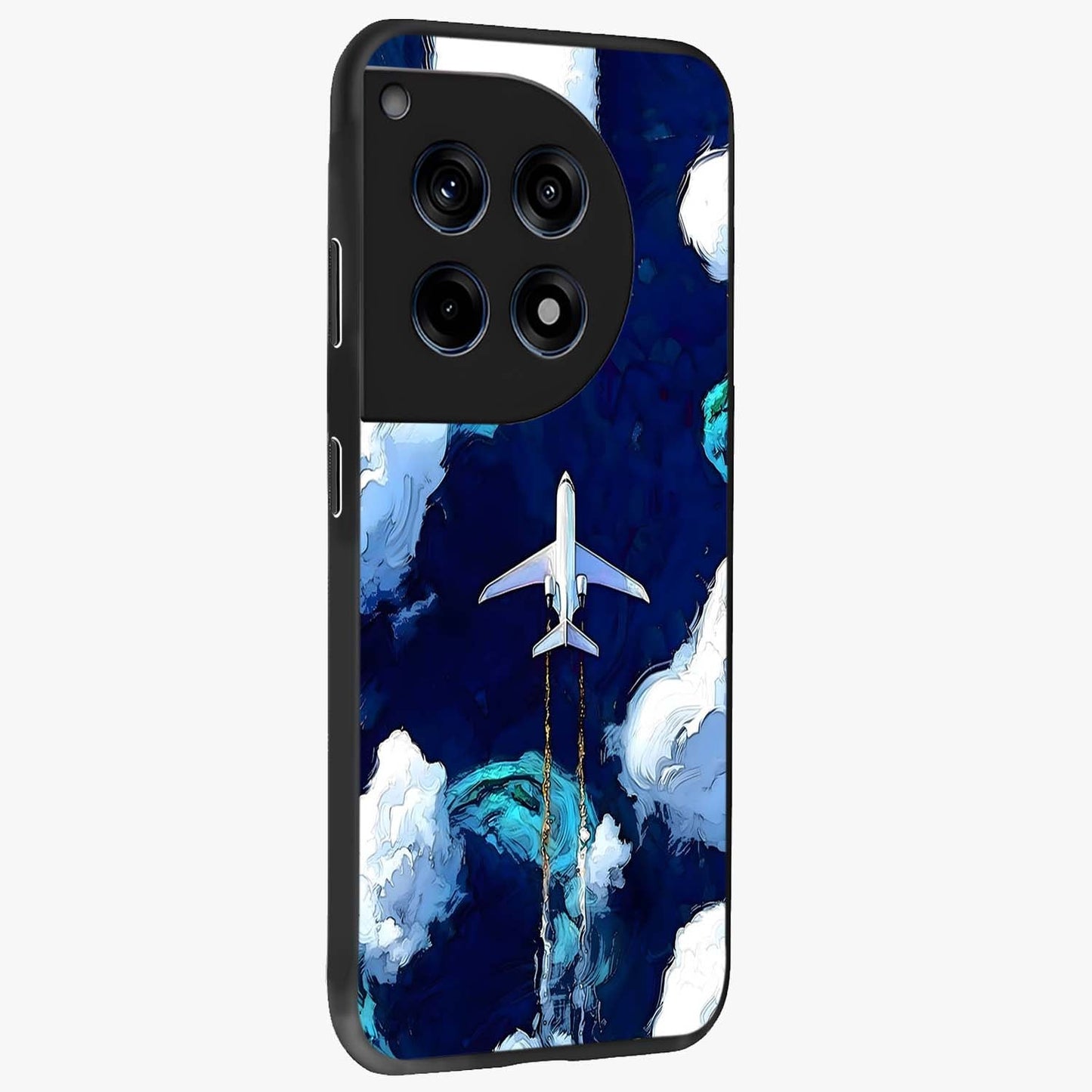 Dark Airplane Glass Case for 1+12R side perspective highlighting sleek aviation detailing and premium build