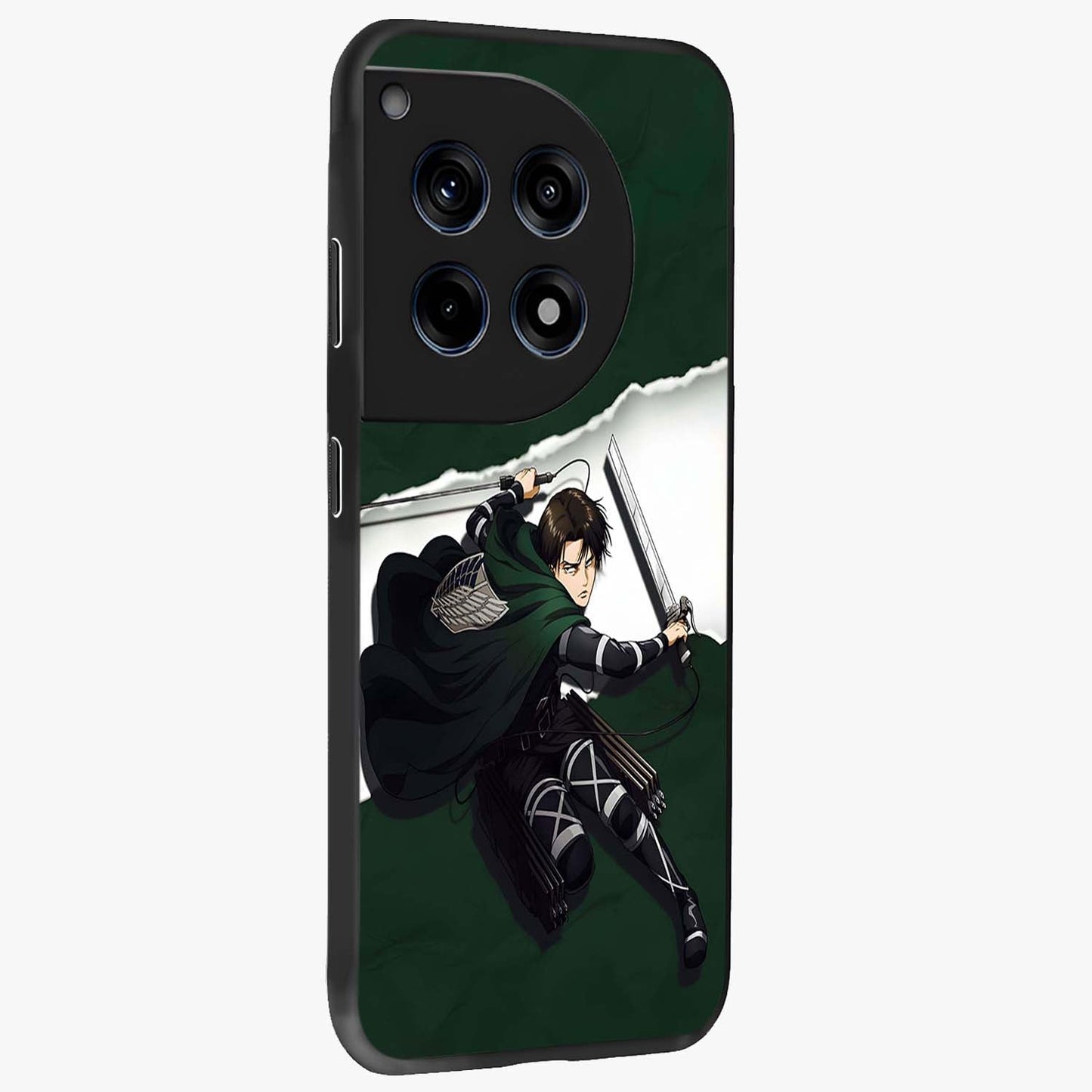 Emerald War Vanguard Glass Case for 1+12R side perspective highlighting dramatic textures and premium edges