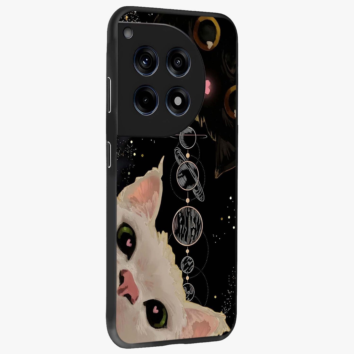 Galactic Cat Glass Case for 1+12R side perspective highlighting celestial feline textures and smooth build