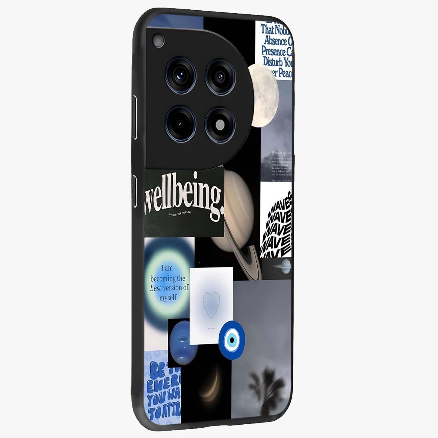 Galactic Energy Collage Glass Case for 1+12R side perspective highlighting bold abstract detailing and sleek build