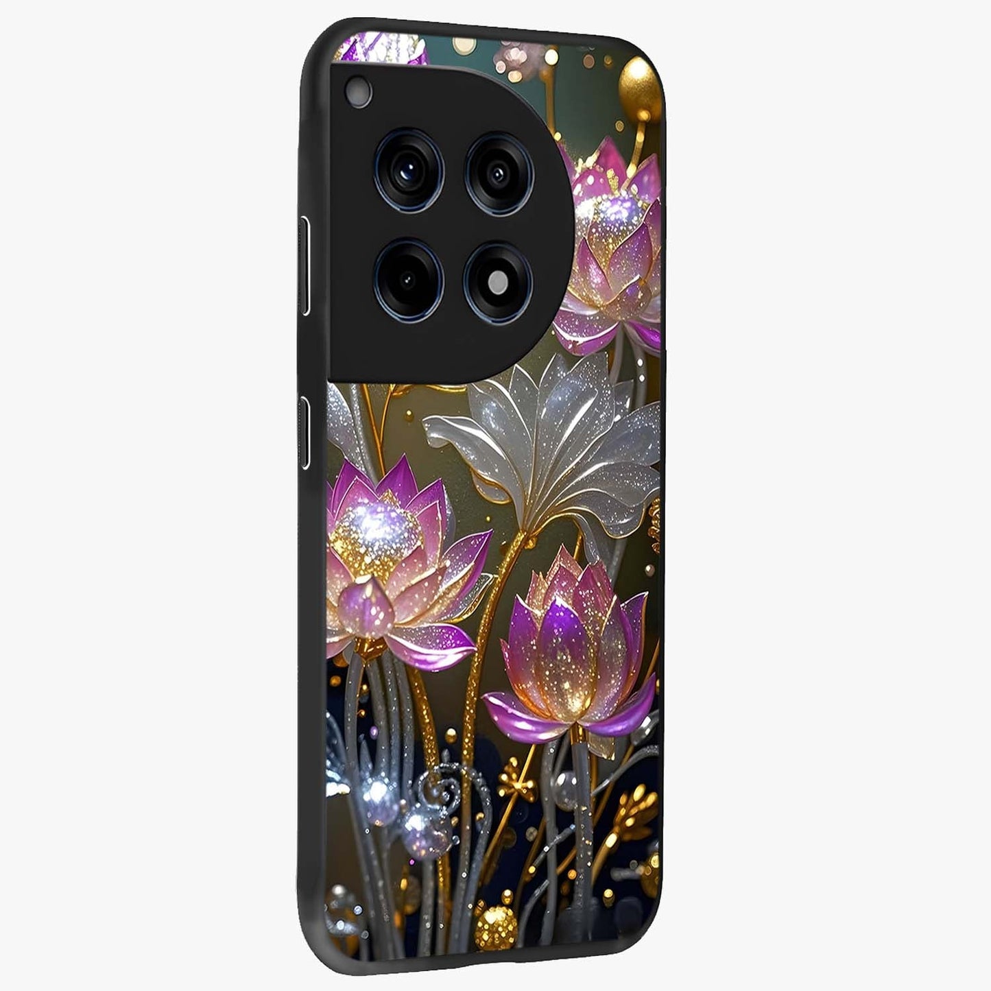 Golden Mind Moment Glass Case for 1+12R side perspective highlighting smooth textures and sleek premium build