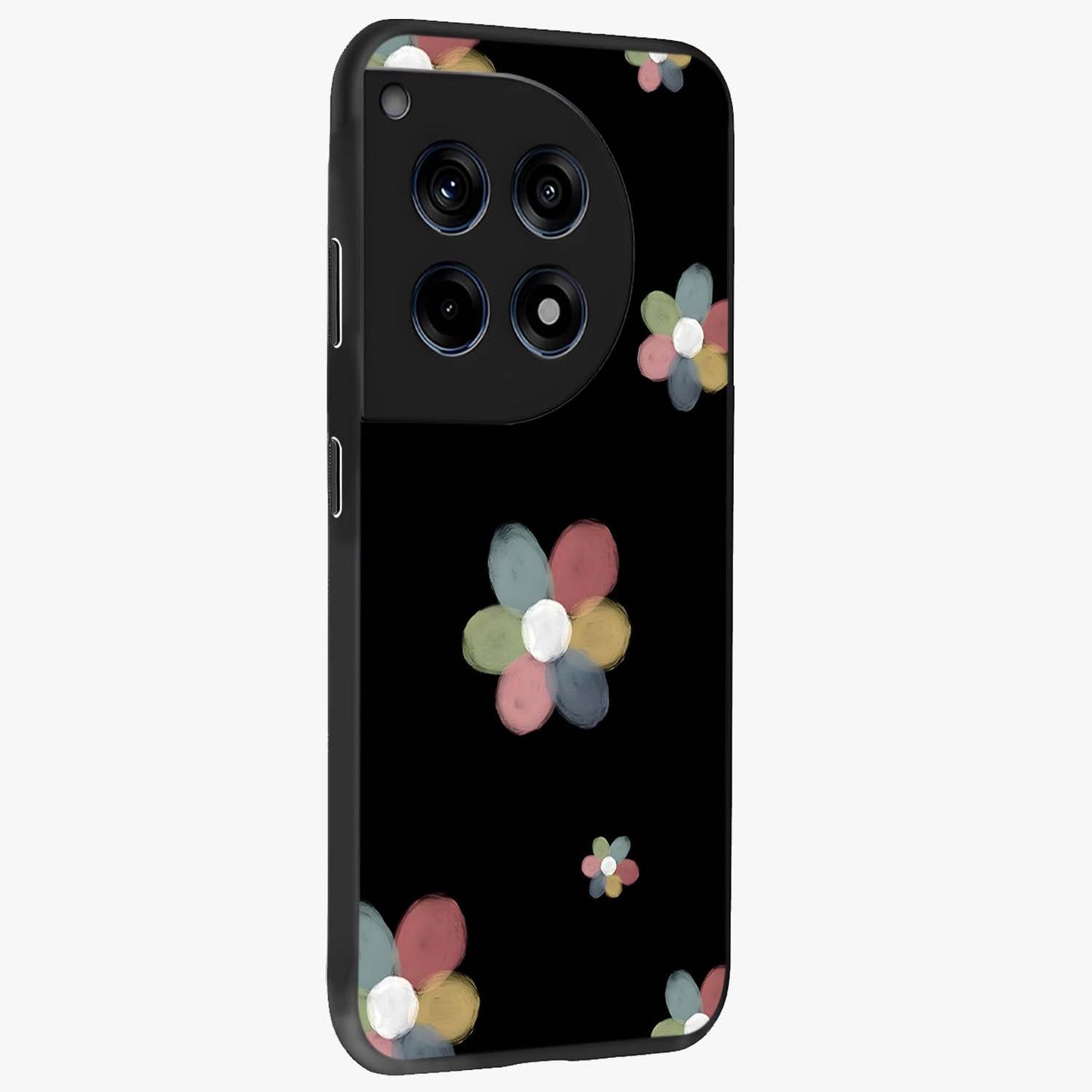 Minimal Floral Charm Glass Case for 1+12R side perspective highlighting refined minimal textures and smooth build