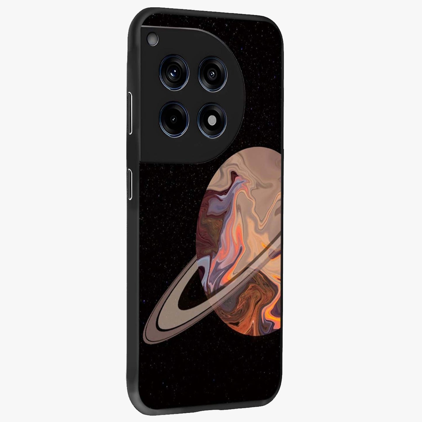 Mystic Saturn Aesthetic Glass Case for 1+12R side perspective highlighting planetary detailing and premium edge finish