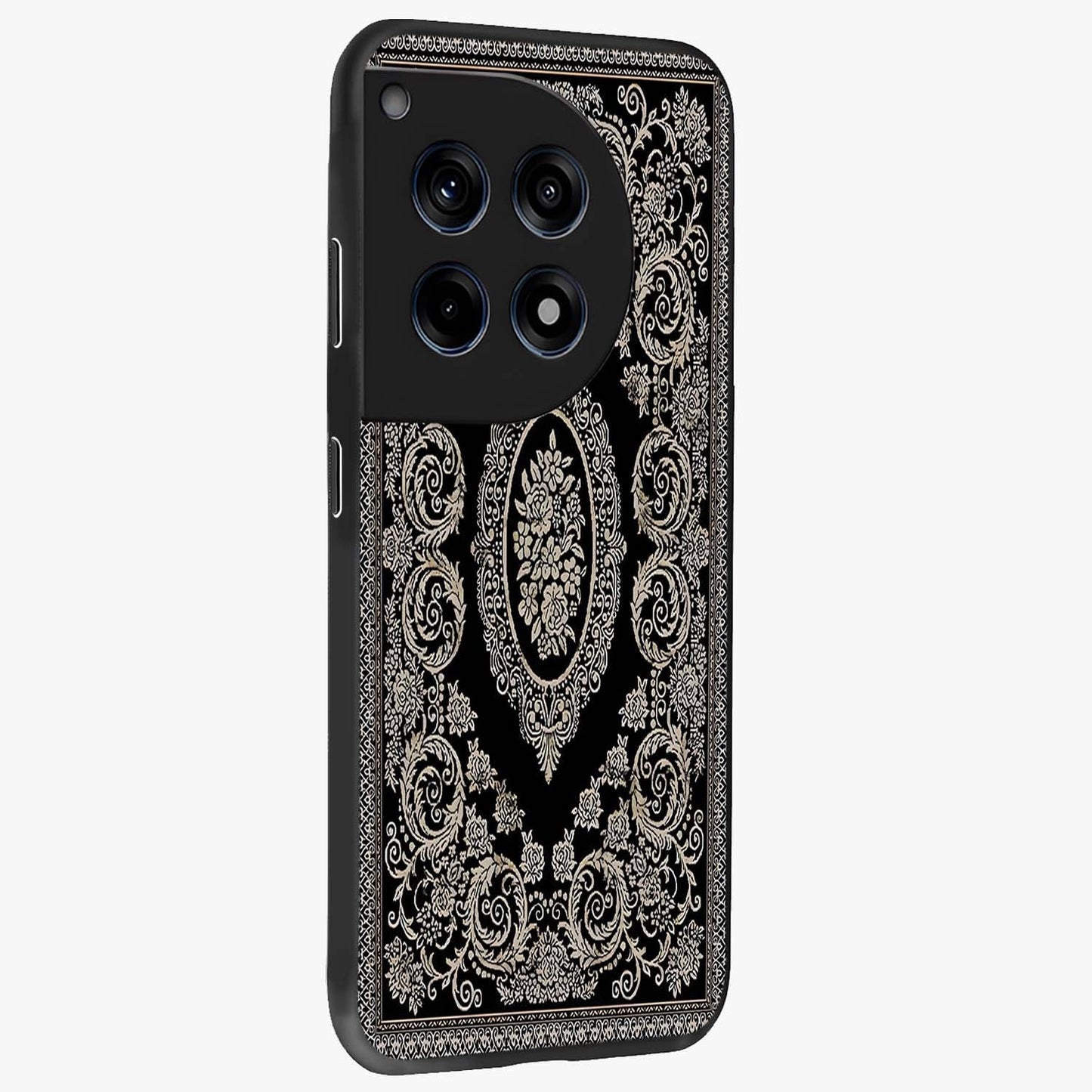 Noir Bloom Elegance Glass Case for 1+12R side perspective highlighting subtle textures and sleek premium build