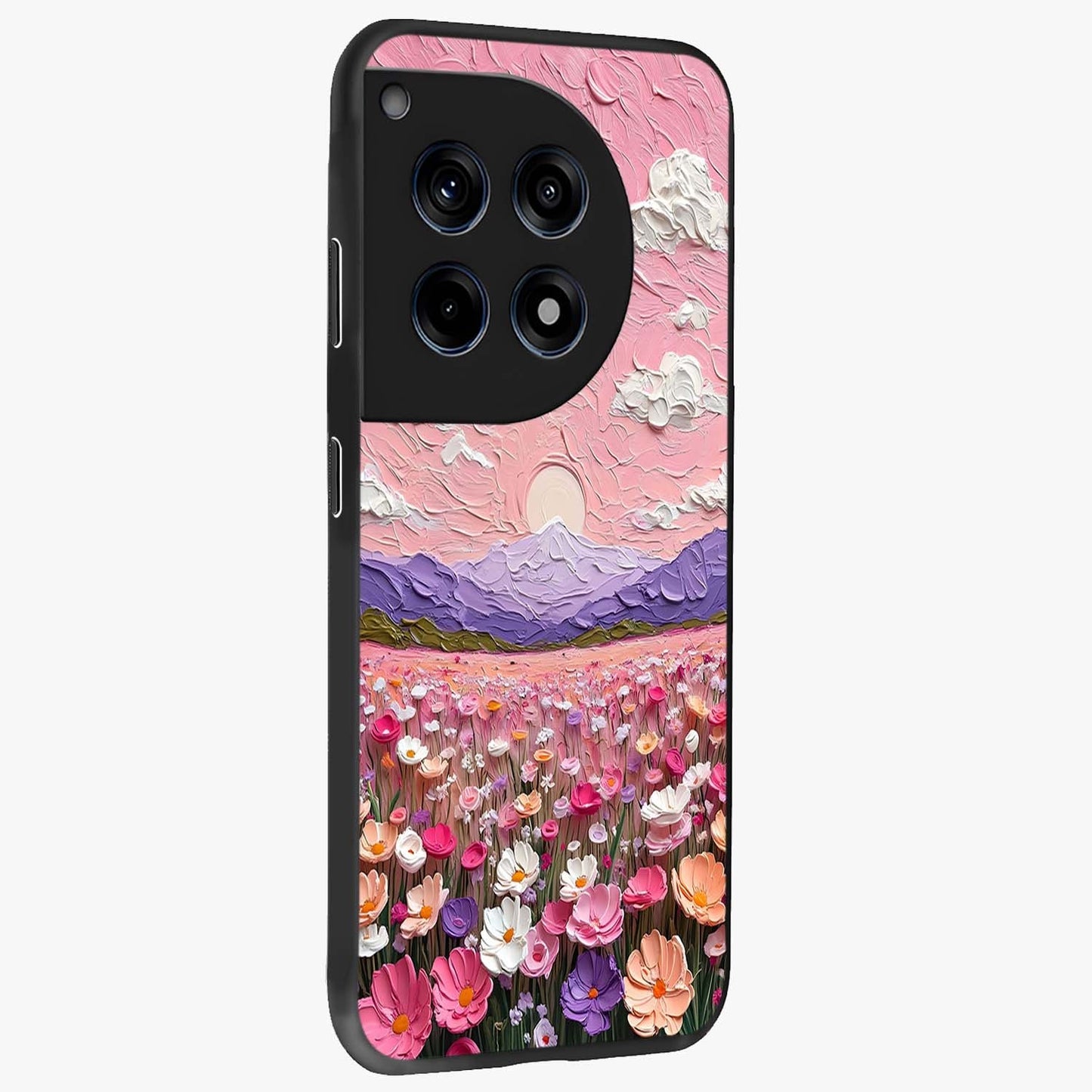 Pink Pastel Groovy Art Glass Case for 1+12R side perspective highlighting funky textures and premium edges