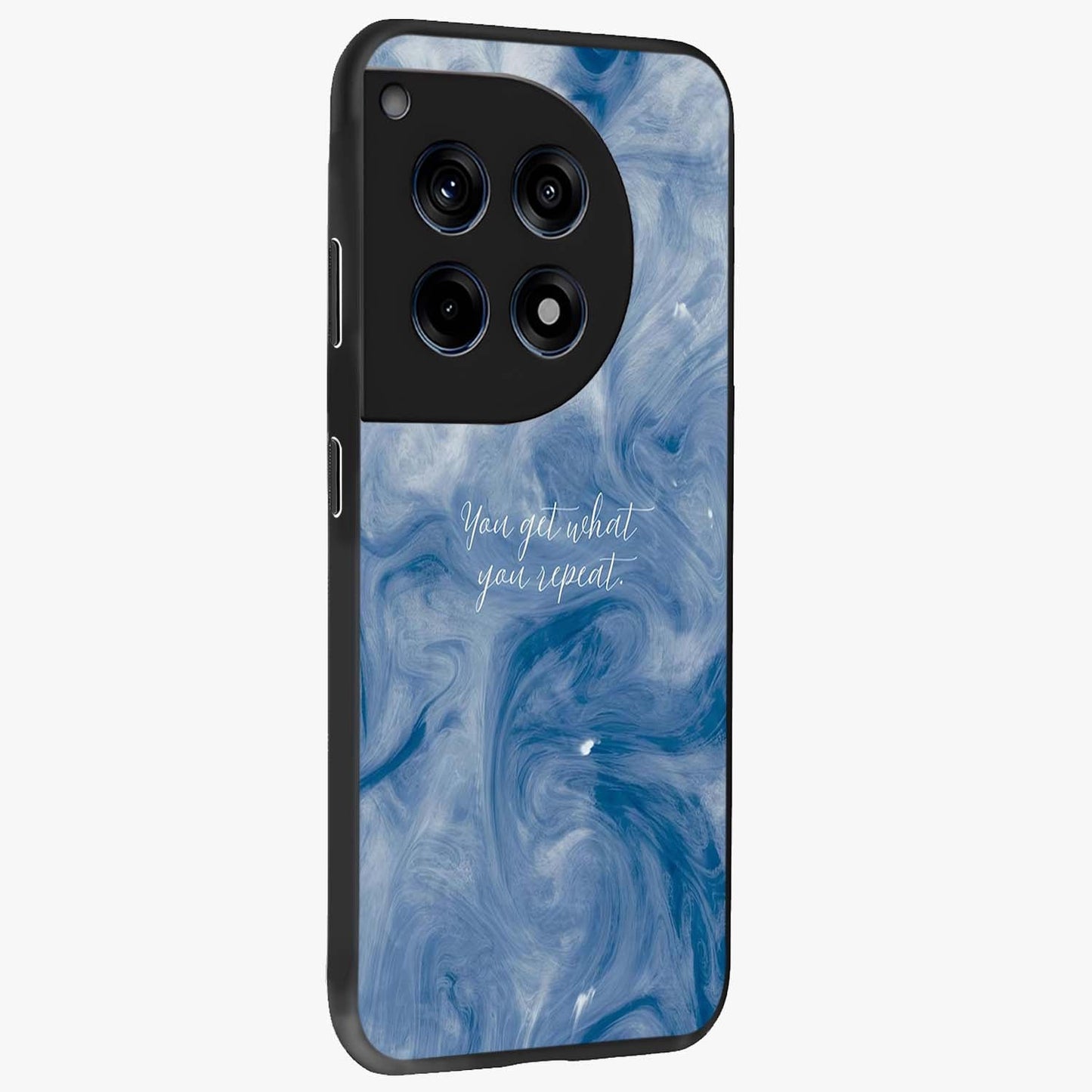 Repeat Your Destiny Glass Case for 1+12R side perspective highlighting strong text textures and premium edges