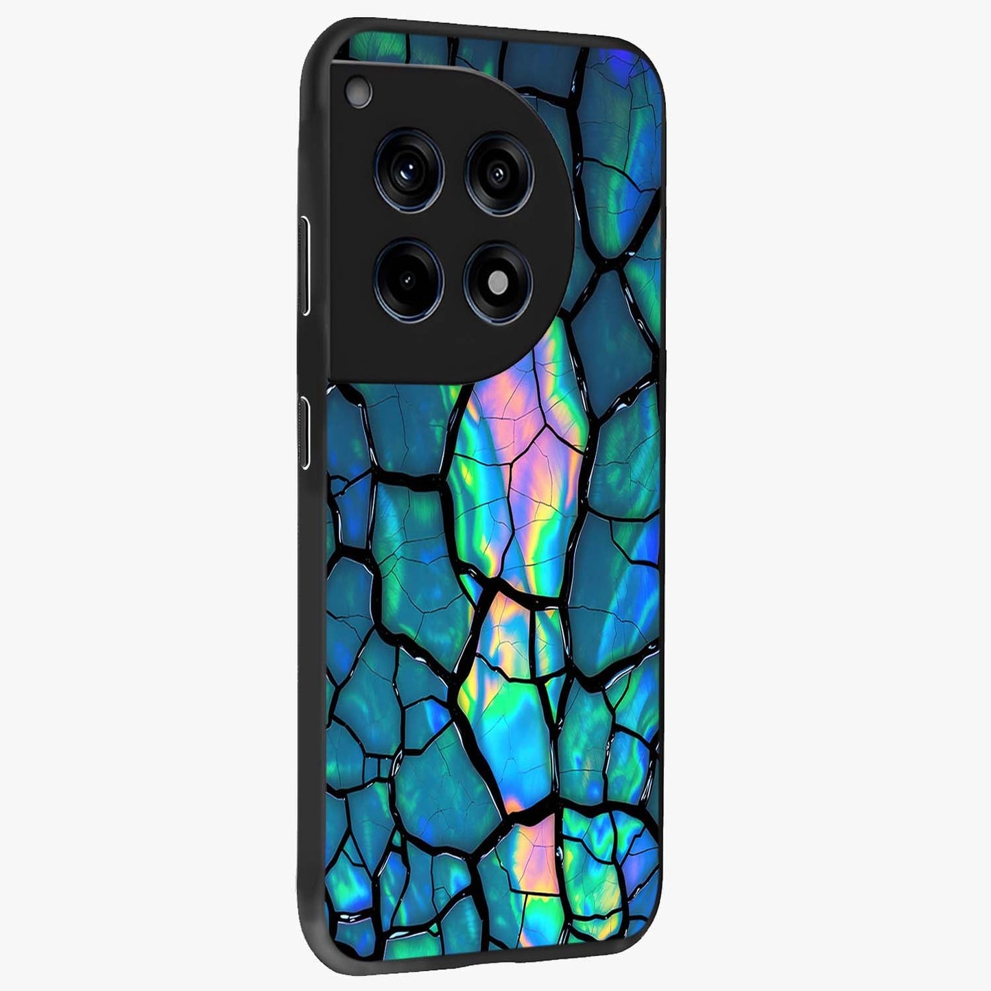 Tropical Wing Vibe Glass Case for 1+12R side perspective highlighting dynamic textures and sleek premium build