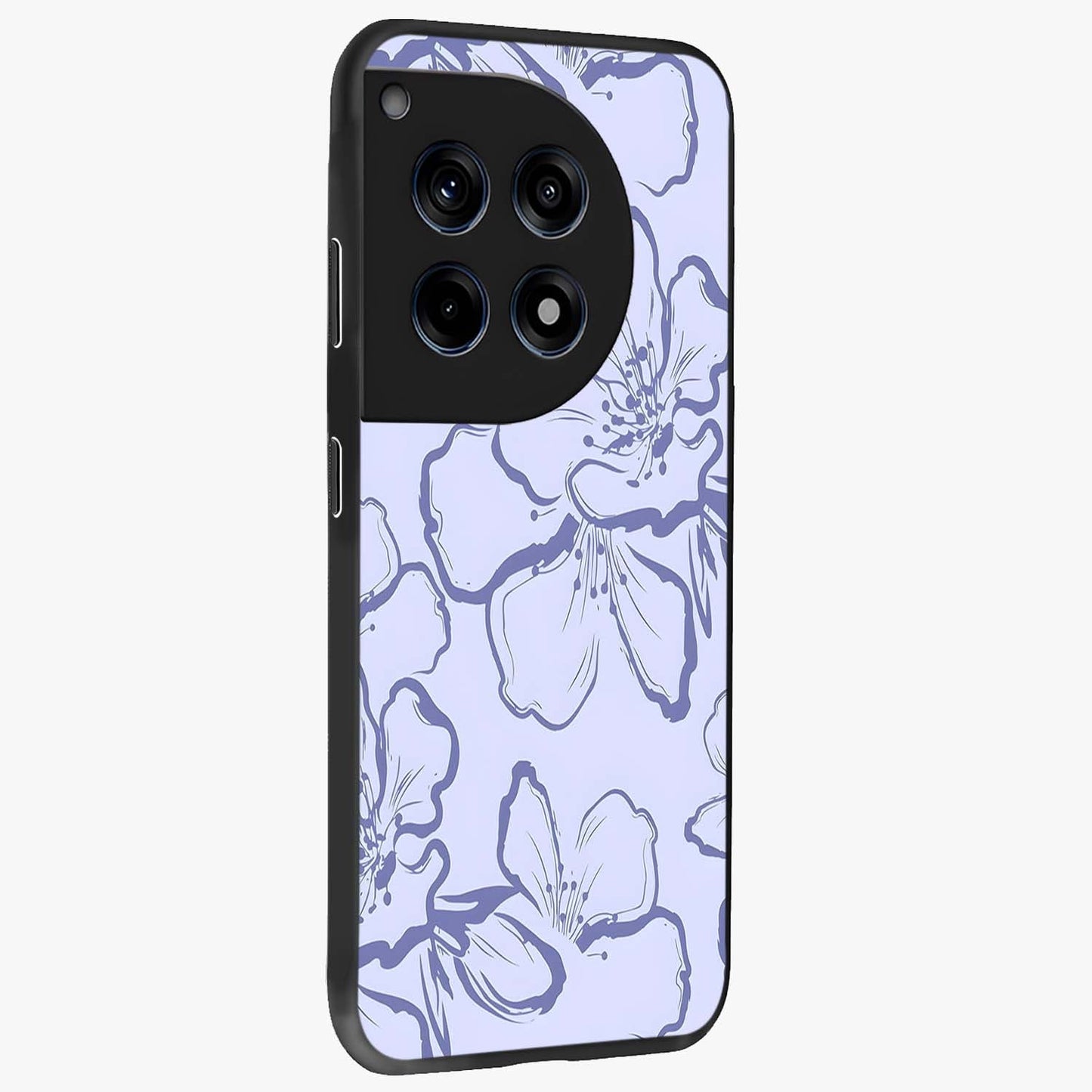 Violet Sketch Garden Glass Case for 1+12R side perspective highlighting refined bloom textures and premium edges