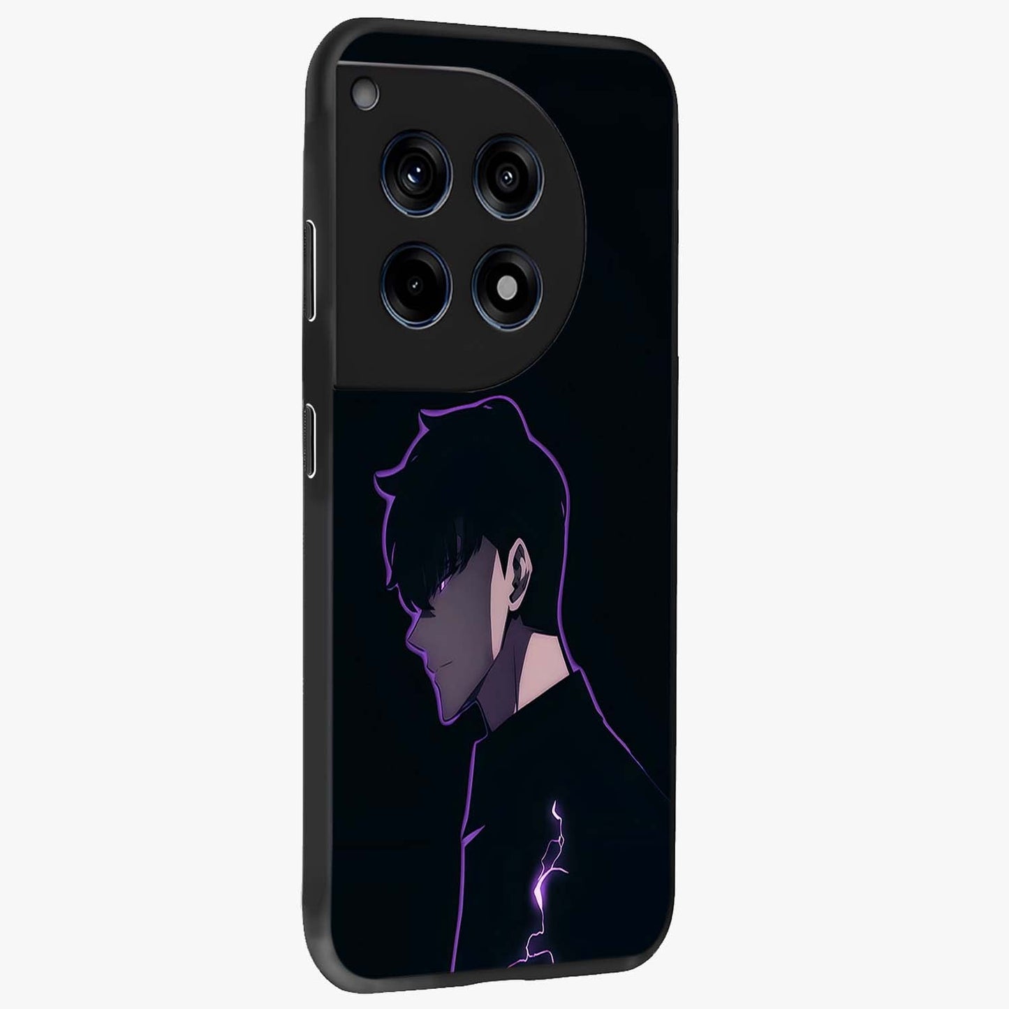 Void Lightning Phantom Glass Case for 1+12R side perspective highlighting sharp energy textures and premium edges