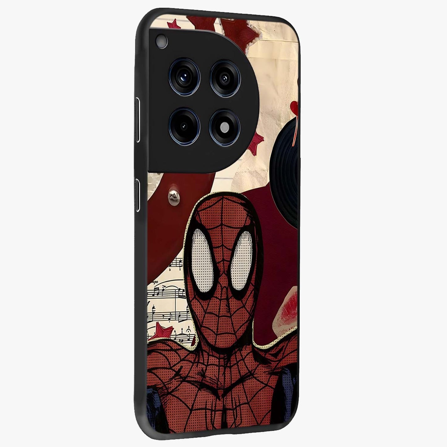 Web Warrior Vibes Glass Case for 1+12R side perspective highlighting energetic textures and premium edges