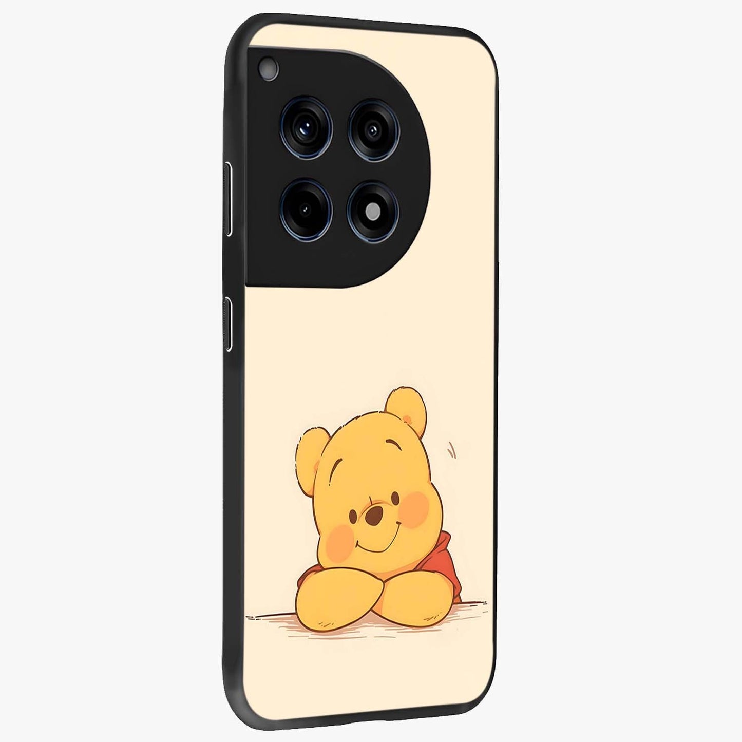 Winniethe Pooh Glass Case for 1+12R side perspective highlighting charming character textures and smooth build
