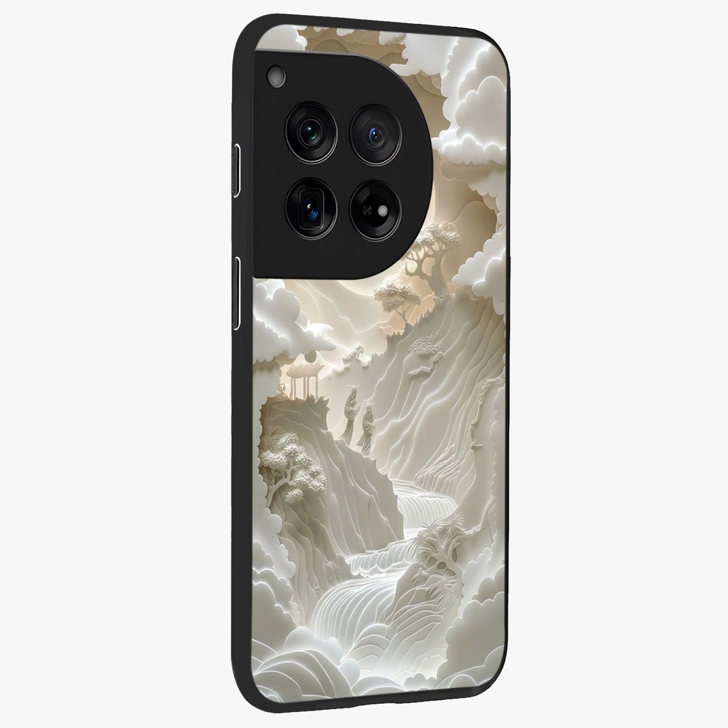 Celestial Origami Glass Case for 1+12 side perspective highlighting sharp detailing and smooth premium build