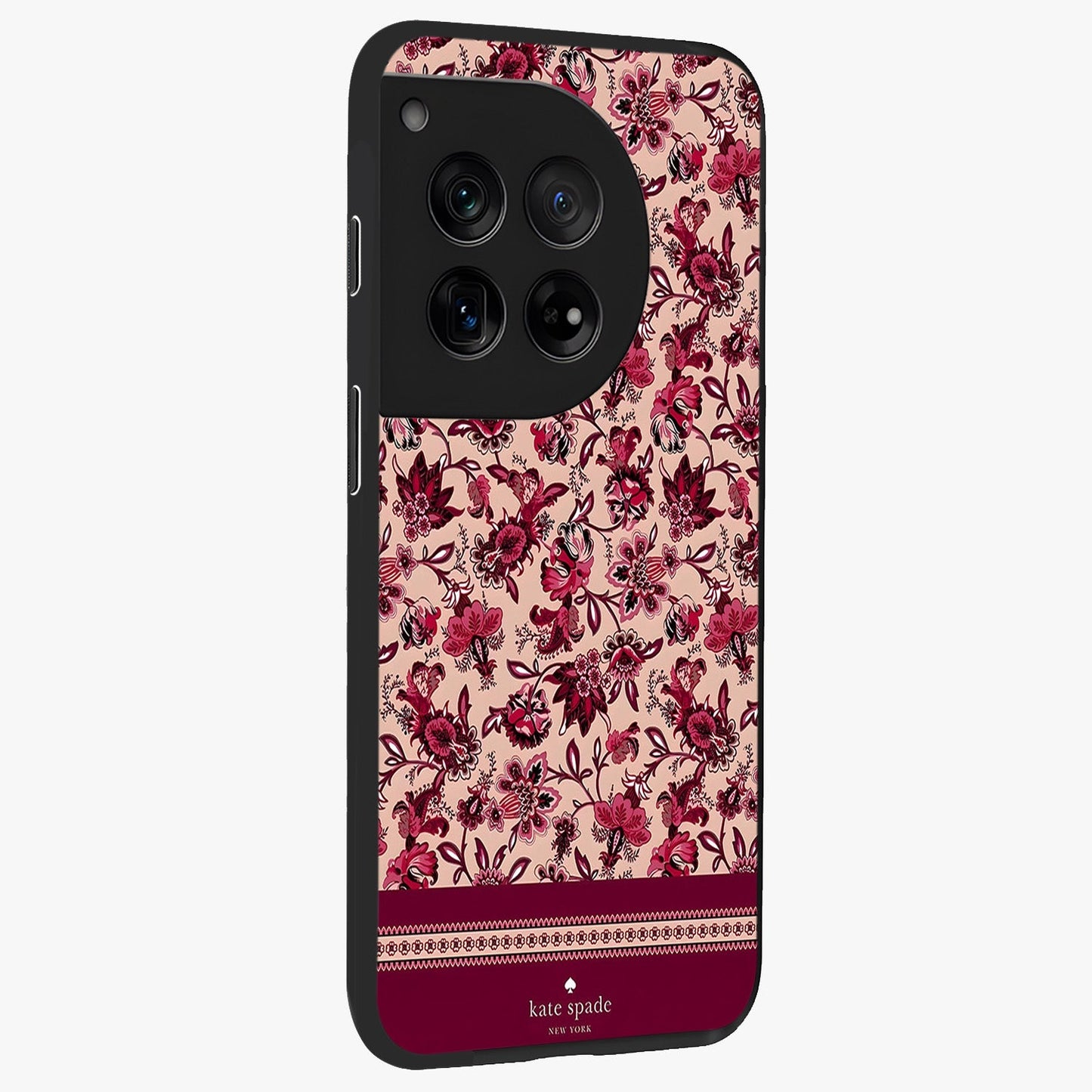 Crimson Rose Charm Glass Case for 1+12 side perspective highlighting delicate rose textures and smooth edges