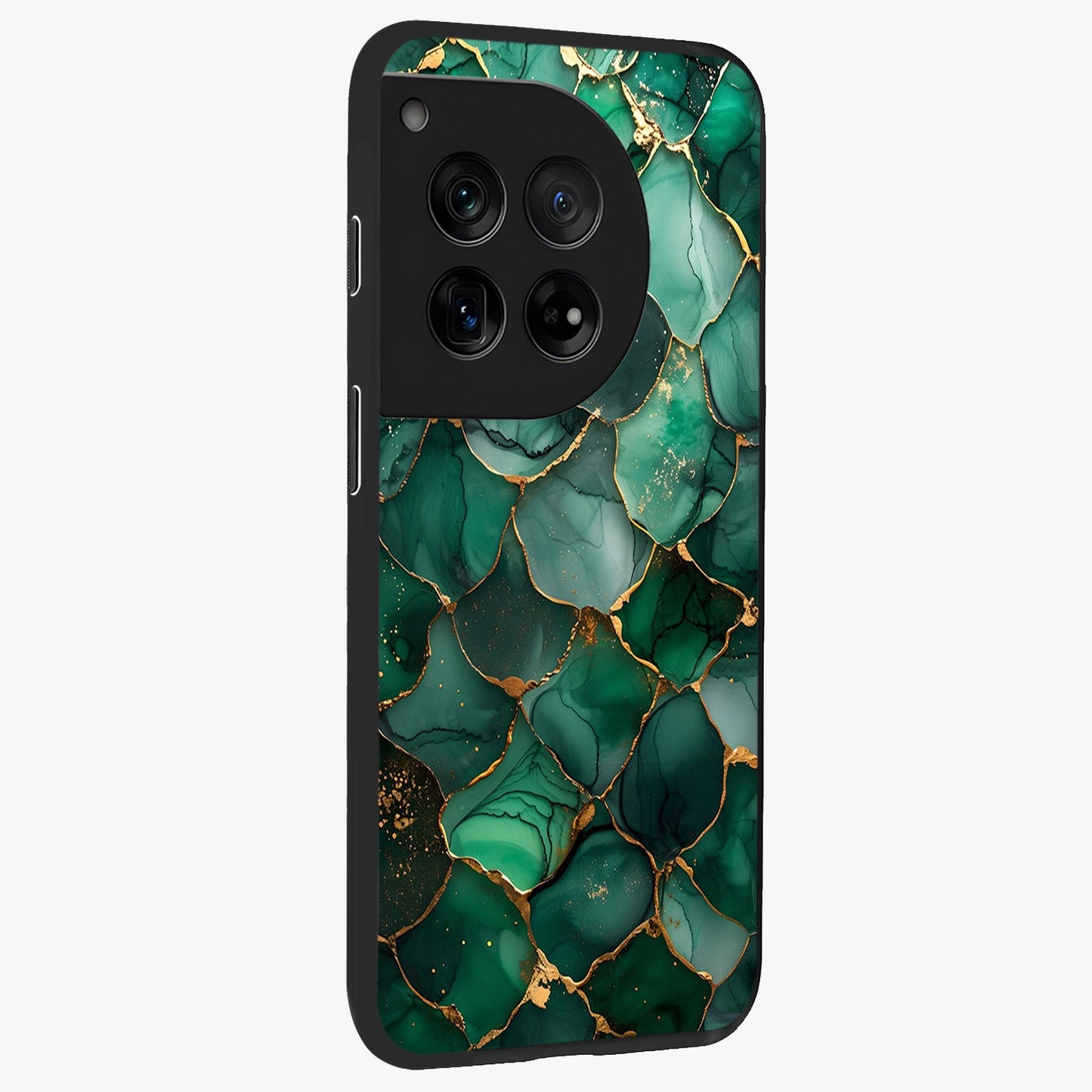 Geometric Polyester Pattern Glass Case for 1+12 side perspective highlighting sharp pattern textures and smooth premium build