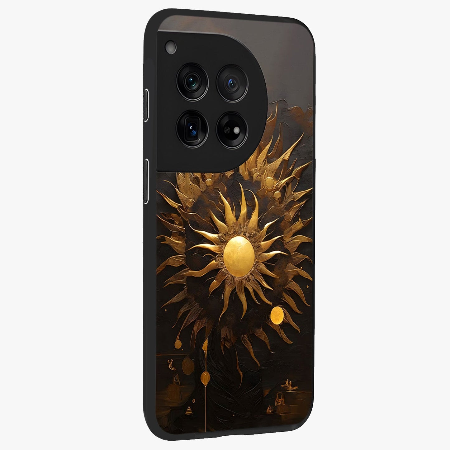 Golden Sun Minimalism Glass Case for 1+12 side perspective highlighting refined minimal detailing and smooth build