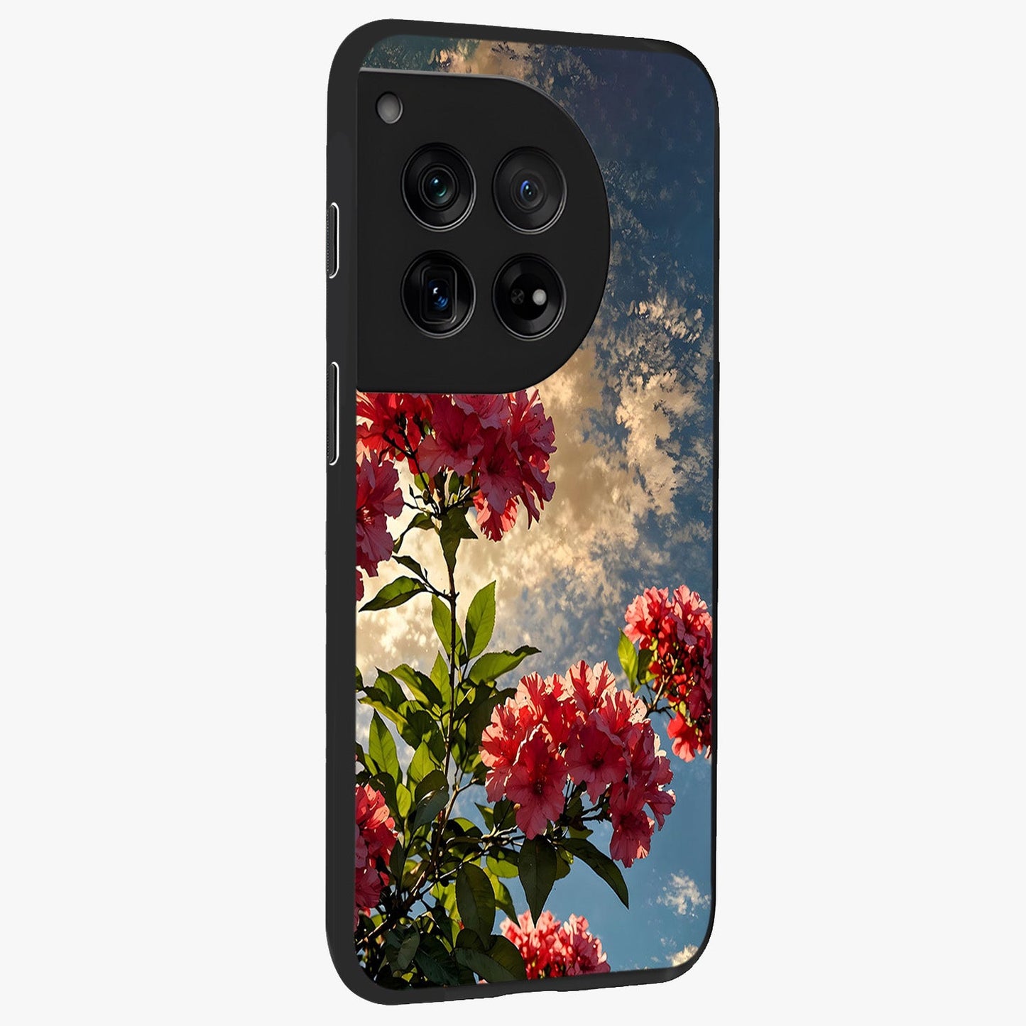 Moonlit Blossom Charm Glass Case for 1+12 side perspective highlighting refined floral textures and premium edges