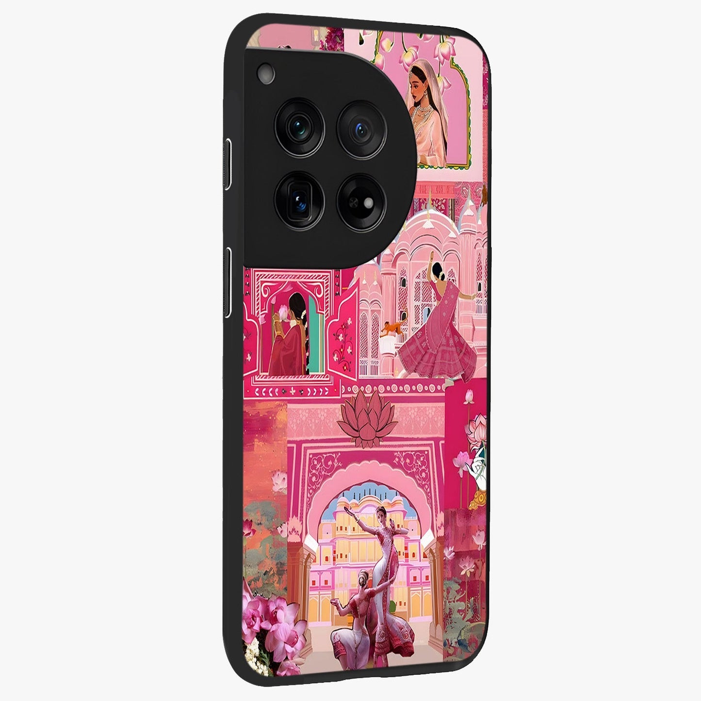 Pink Palace Muse Glass Case for 1+12 side perspective highlighting graceful textures and sleek premium build