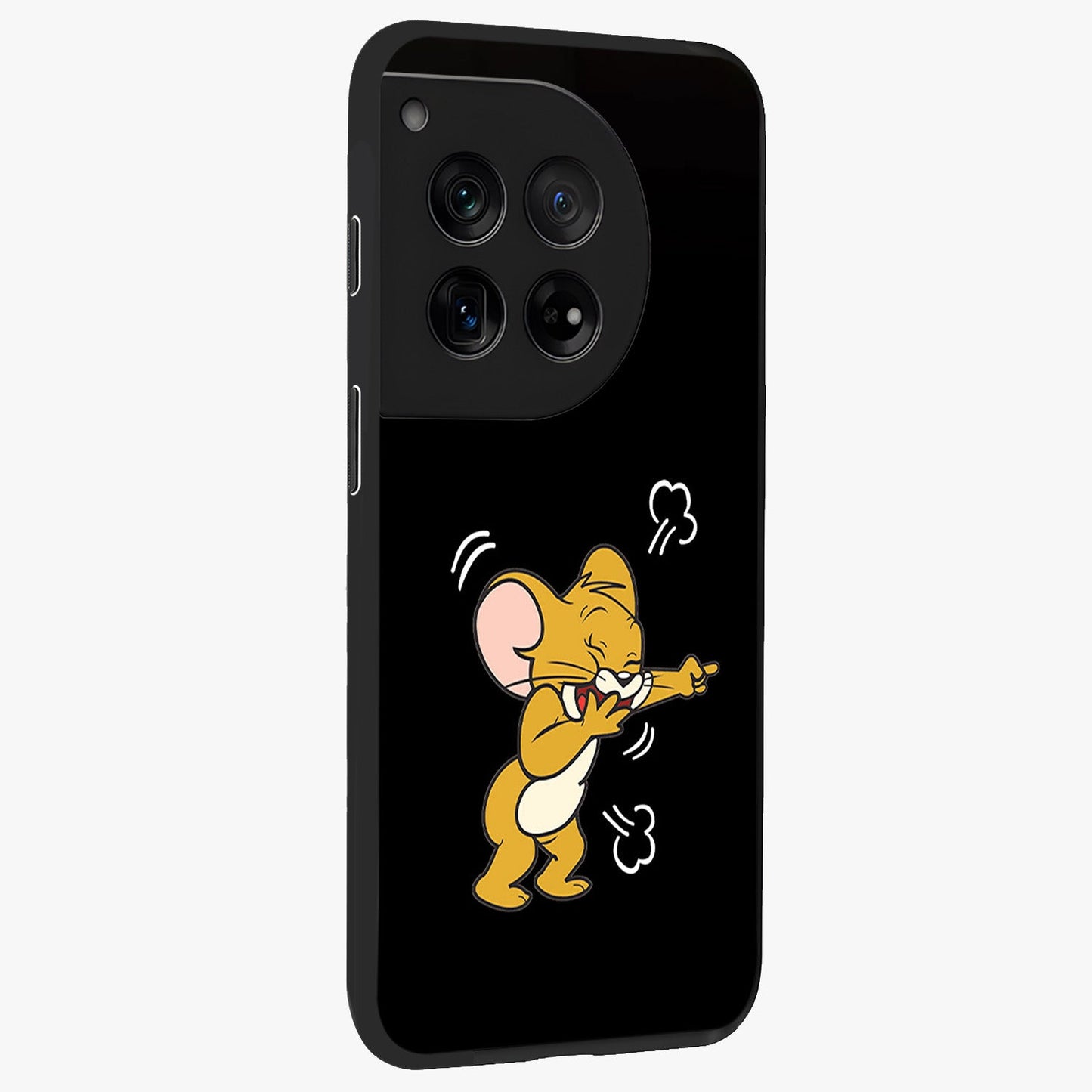 Playful Jerry Vibes Glass Case for 1+12 side perspective highlighting fun illustration textures and smooth build