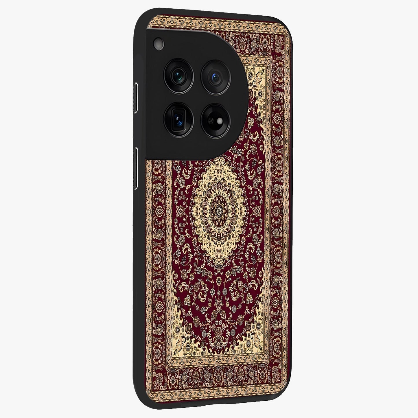 Royal Maroon Heritage Glass Case for 1+12 side perspective highlighting ornate textures and premium edges