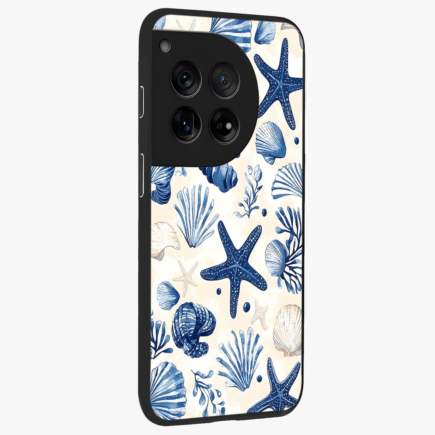 Seaside Starfish Magic Glass Case for 1+12 side perspective highlighting playful beach textures and sleek build
