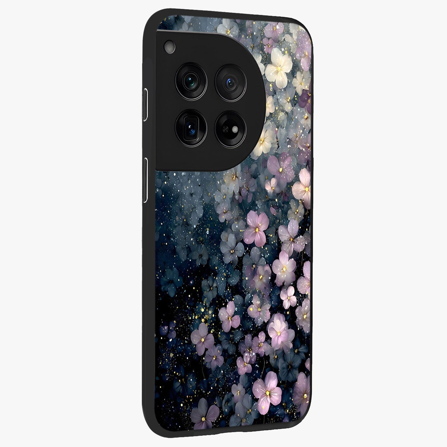 Starlit Blossom Dreams Glass Case for 1+12 side perspective highlighting delicate bloom textures and smooth build