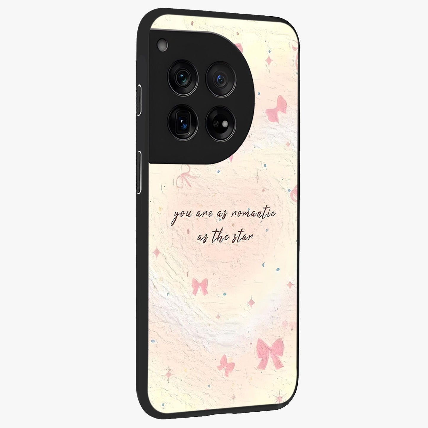 Starry Bow Romance Glass Case for 1+12 side perspective highlighting delicate detailing and premium edges