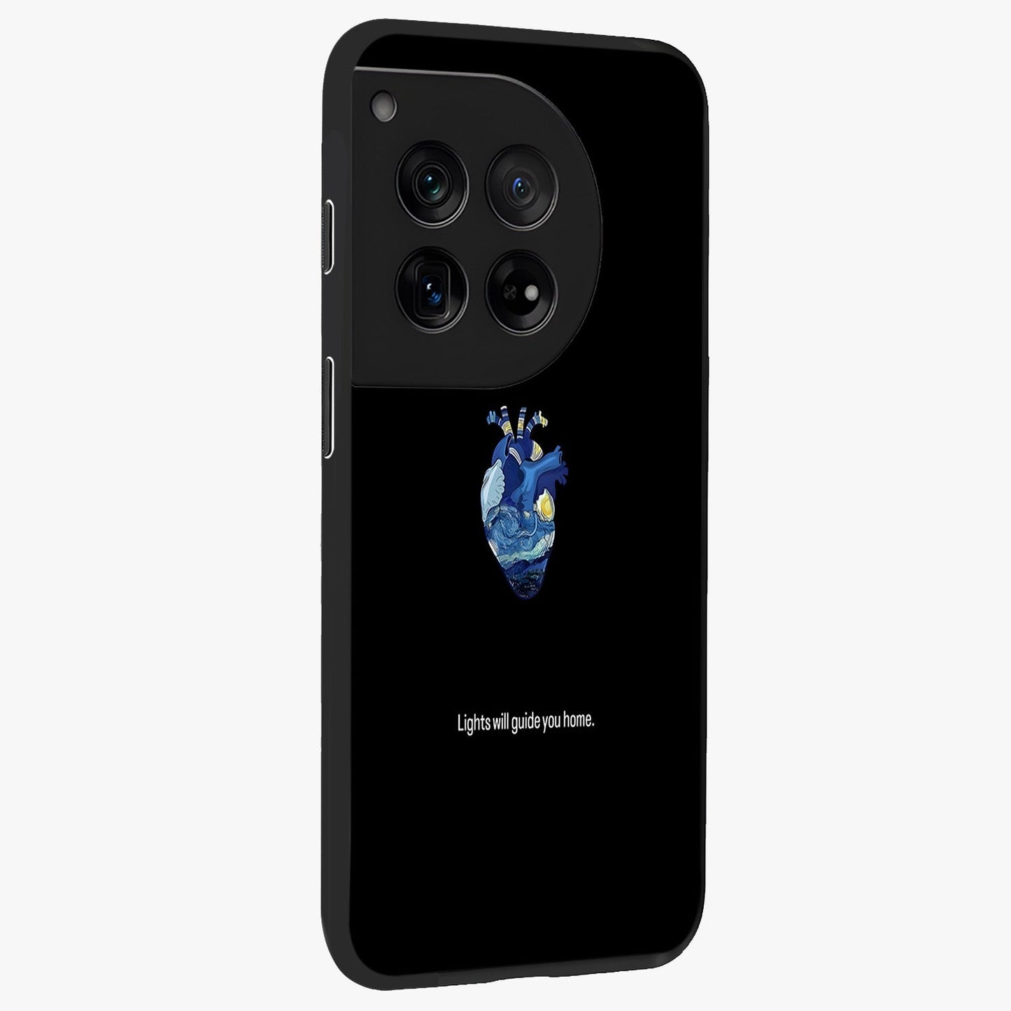 Starry Heart Compass Glass Case for 1+12 side perspective highlighting refined textures and sleek premium build