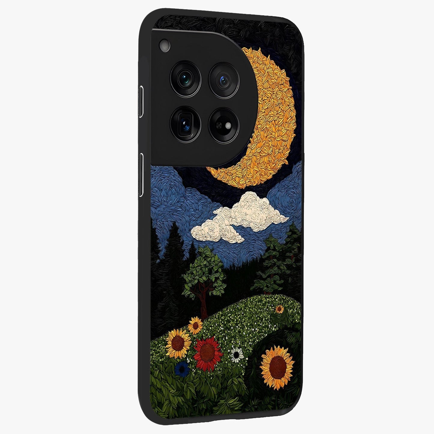 Sun and Moon Magic Design Glass Case for 1+12 side perspective highlighting celestial detailing and premium edges