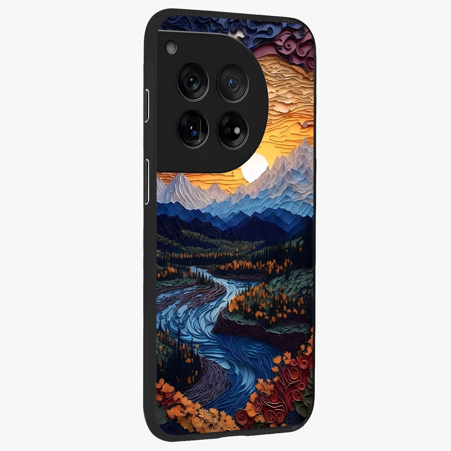 Sunrise River Dreams Glass Case for 1+12 side perspective highlighting serene water textures and smooth build