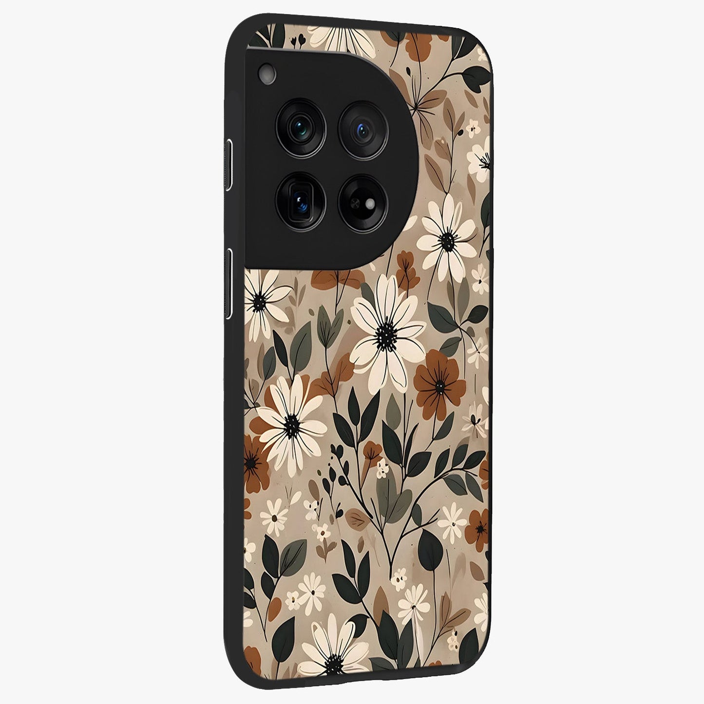 Vector Flowers Glass Case for 1+12 side perspective highlighting smooth floral textures and premium edges