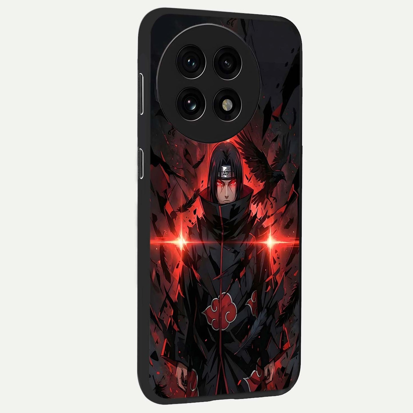 Focused Blade Discipline Glass Case for 1+13R side perspective highlighting sleek weapon inspired textures and premium edges