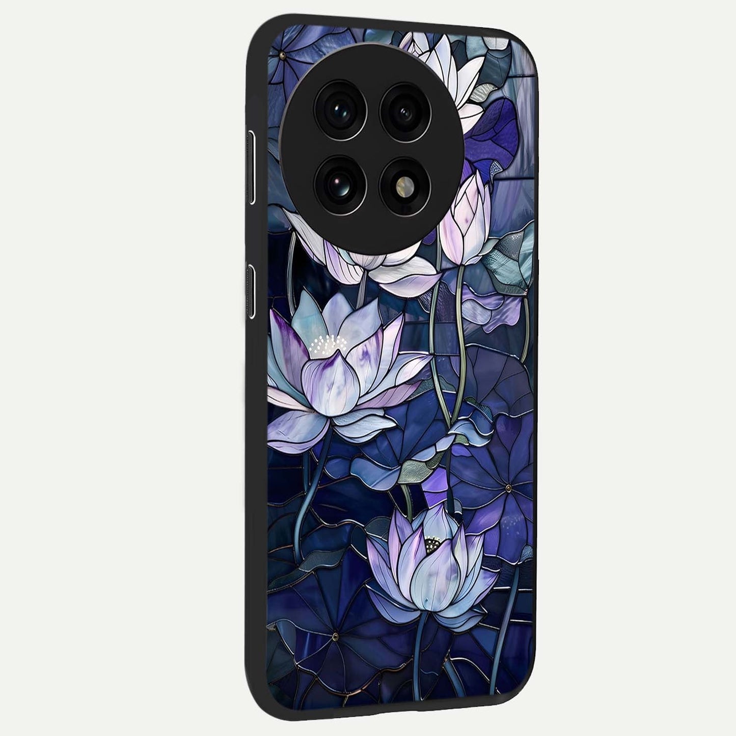 Gloss Petal Rush Glass Case for 1+13R side perspective highlighting smooth edges and rich petal textures