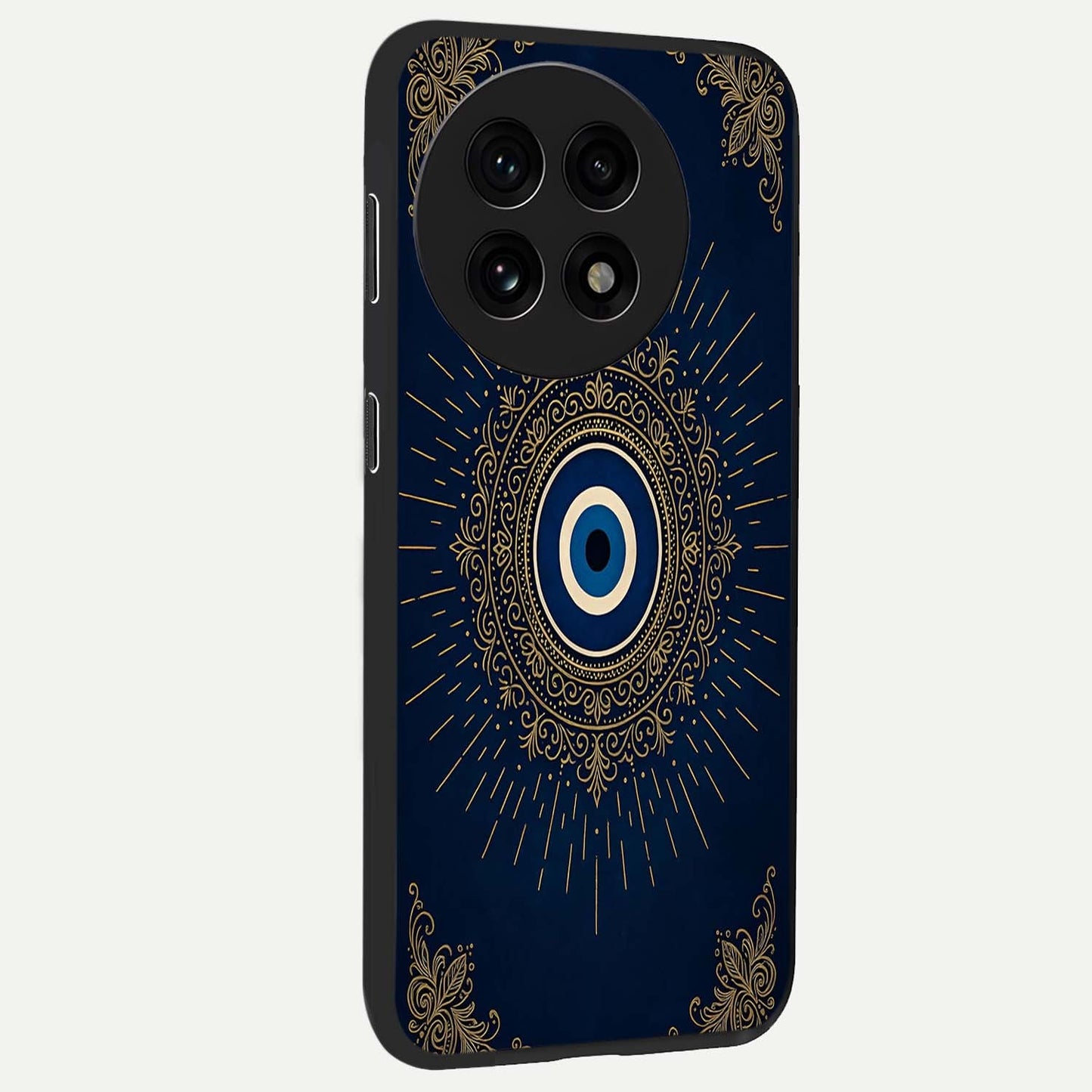 Golden Heart Glow Glass Case for 1+13R side perspective highlighting smooth heart detailing and premium edges