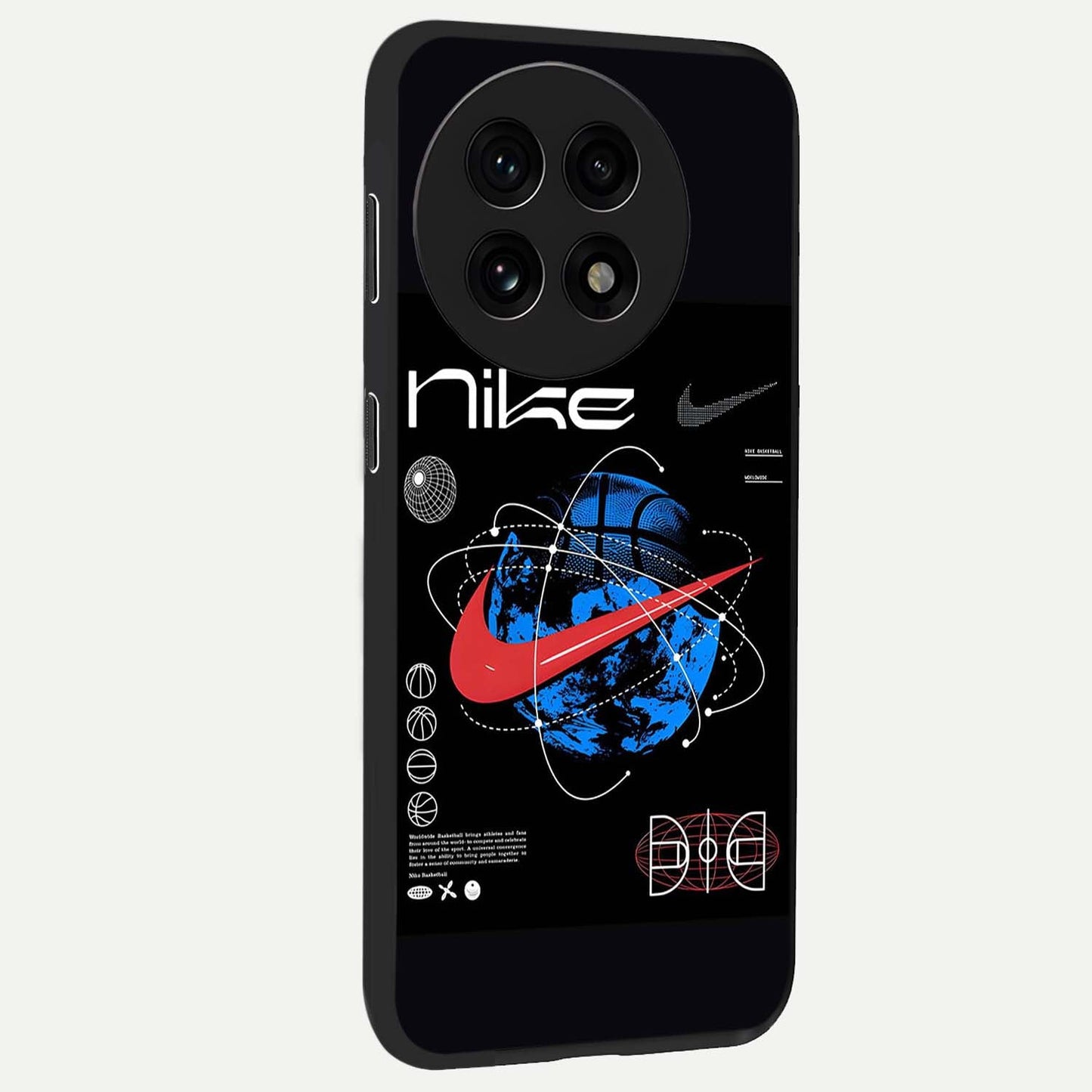 Gravity Sports Fusion Glass Case for 1+13R side perspective highlighting sharp textures and sleek premium build
