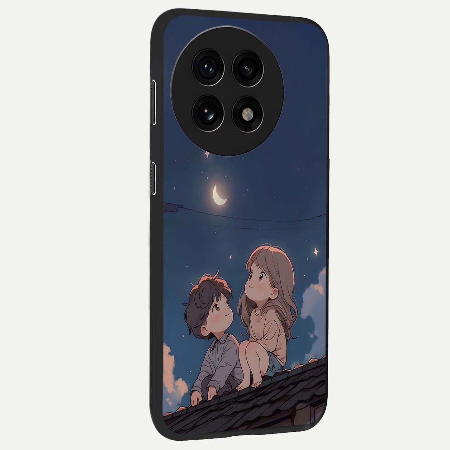 Moonlit Promise Together Glass Case for 1+13R side perspective highlighting delicate textures and sleek premium build