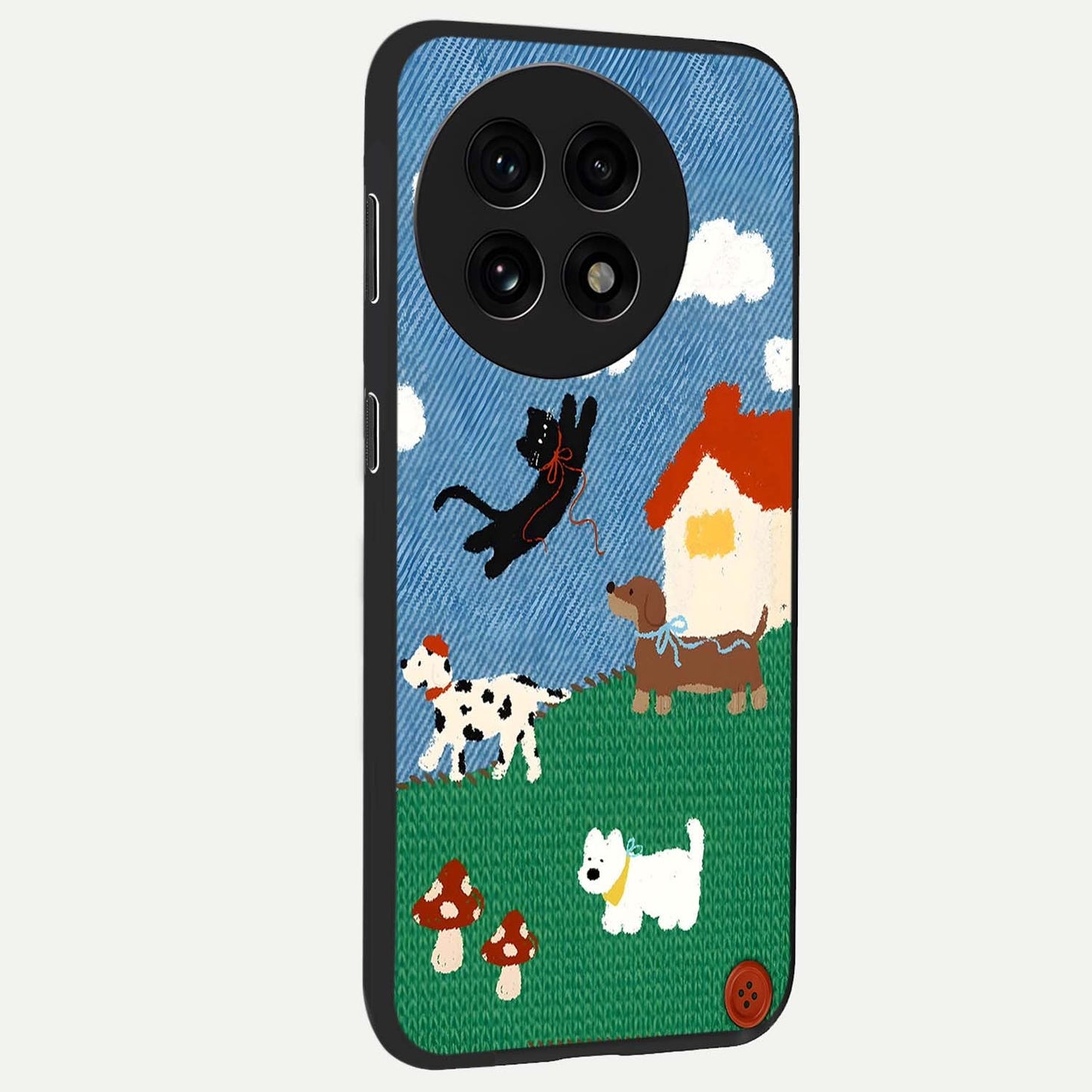 Pet Adventures Glass Case for 1+13R side perspective highlighting charming illustration textures and premium edges