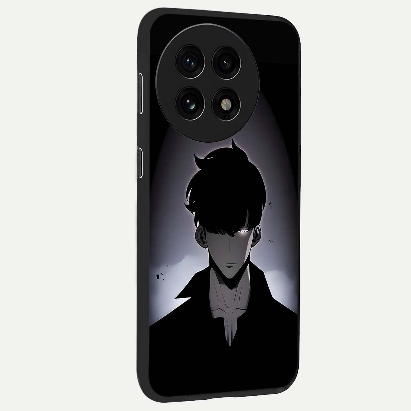Silent Shadow Awakening Glass Case for 1+13R side perspective highlighting sharp textures and sleek premium build